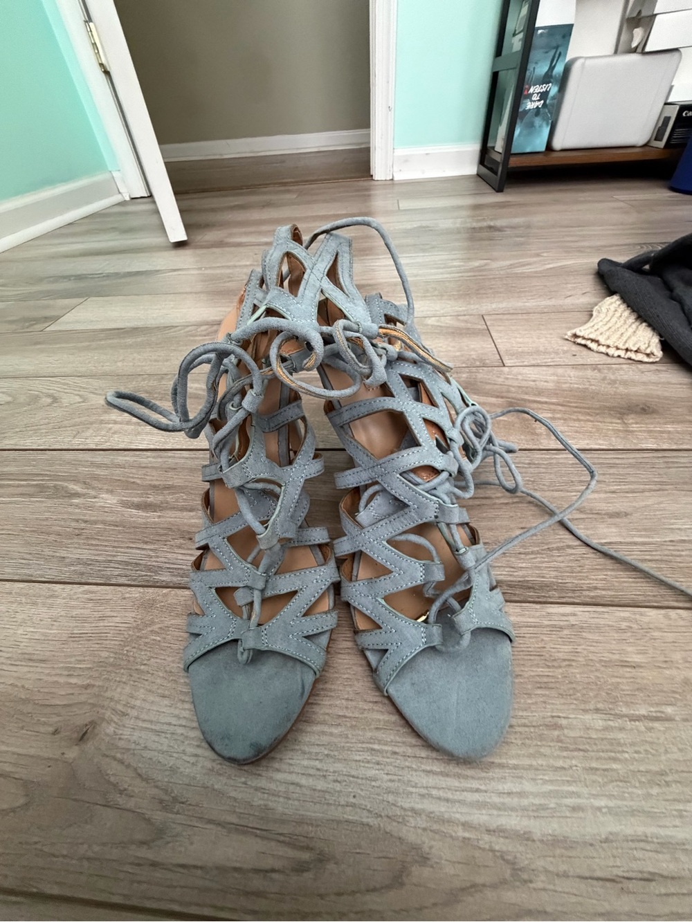 Aldo blue Suede Lace-Up Gladiator Heels